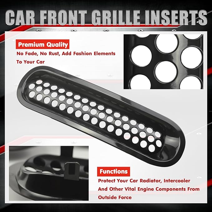 Front Grill Mesh Insert Grille Guard Gloss Black Fits for Jeep Wrangler JK JKU Sport Freedom Unlimited Sahara Rubicon 2007-2017 Front Insert Grille Clip-In