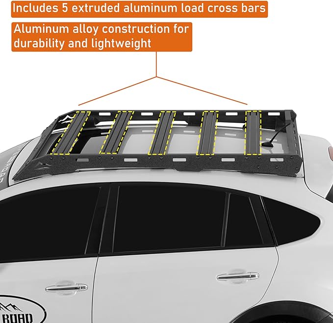 Hooke Road Crosstrek Roof Rack Aluminum Cross Bars for 2013-2017 Subaru XV Crosstrek, 330 LBS Load Capacity Rooftop Cargo Basket, Luggage Carrier Rails for Overlanding Trip Gear
