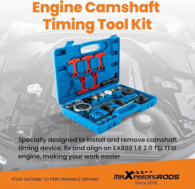maXpeedingrods Engine Timing Tool Kit for EA888 1.8 2.0 TSi TFSi, Camshaft Crankshaft Timing Tool for VW for Audi, with Camshaft Sliding Pieces Spacer Tool, T40191 T40266 T40196 T40267 T10060, 29 Pcs