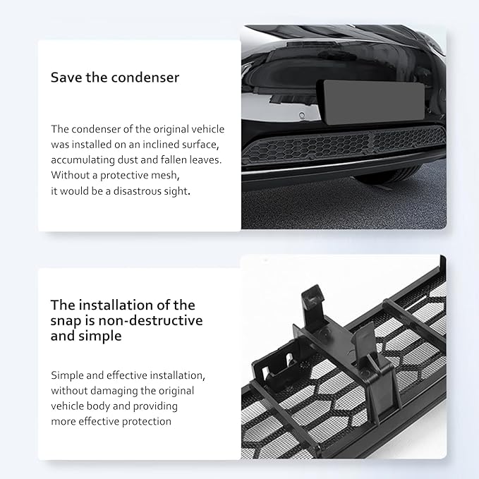 Front Grill for Tesla Model Y 2020-2025 Mesh Grille Grid Inserts Air Inlet Vent Grille Cover Replacement With Insect Protection Accessories For Model Y 2020-2025 (Excludes Juniper)