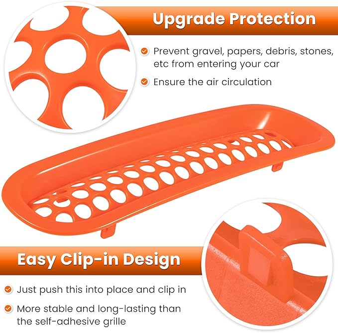 7PCS Front Grill Mesh Inserts for Jeep Wrangler JK JKU Unlimited 2007 2008 2009 2010 2011 2012 2013 2014 2015 2016 2017 2018 Grille Guard Cover Trim Clip-in Exterior Accessories (Matte Orange)