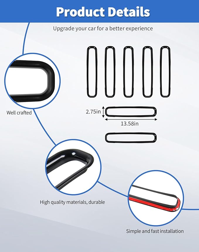 Black TJ Grill Inserts Front Grille Mesh no Mesh Cover Guard for Jeep Wrangler TJ 1997-2006 Clip-on Grille Accessories