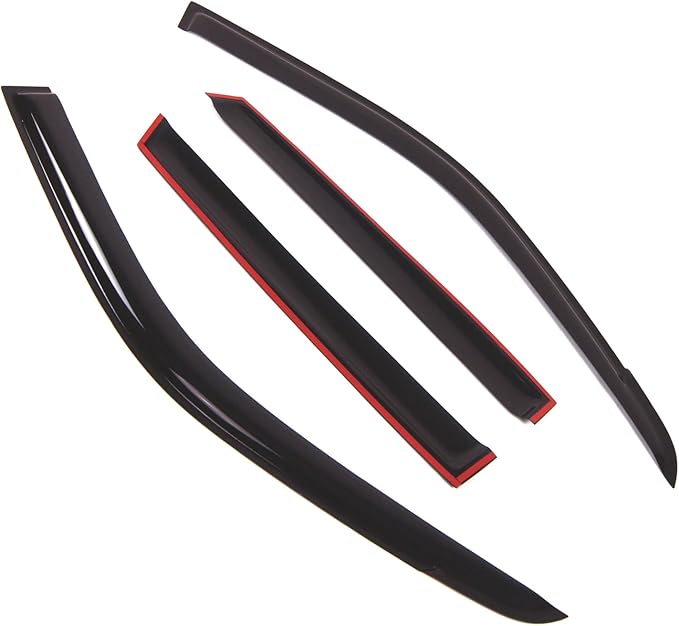 TuningPros Outside Mount Window Vent Visors Rain Guards Compatible with Suzuki Grand Vitara 2006-2011 | Side Window Wind Deflectors Rain Shields | Smoke Tinted, 4 Pcs Set, DGWV-399