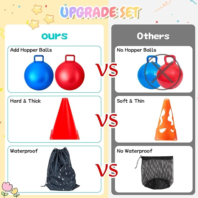 Carnival Outdoor Games Combo Set for Kids, Soft Plastic Cones Bean Bags Ring Toss Game, Activity Agility Set,Field Day Family Reunion Yard Lawn, Birthday Party Easter, Spring Fall Game
