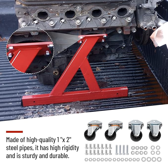 SPARKWHIZ Chevy V8 LSX Rolling Engine Storage Stand with Casters