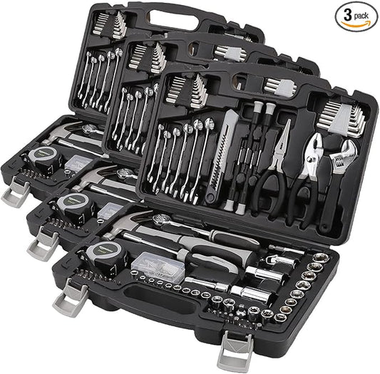 AmazonBasics 131-Piece General Household Hand Tool Set (Pack of 3)