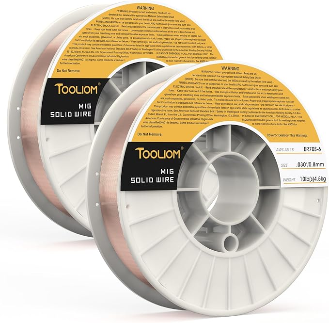 TOOLIOM ER70S-6 .030"(0.8 mm) Mild Steel MIG Solid Welding Wire on 10-Pound Spool Compatible with TL-200M TL-250M Pro 2PCS