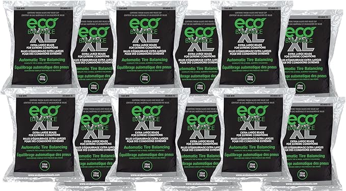 ECO Balance 10-ECOXL12 ECO XL Extreme Condition Tire/Wheel Balancing Beads - Off-Road Vehicles, Light Duty Truck Tires, (12) 10oz Balance Bead Bags, (12) Valve Caps
