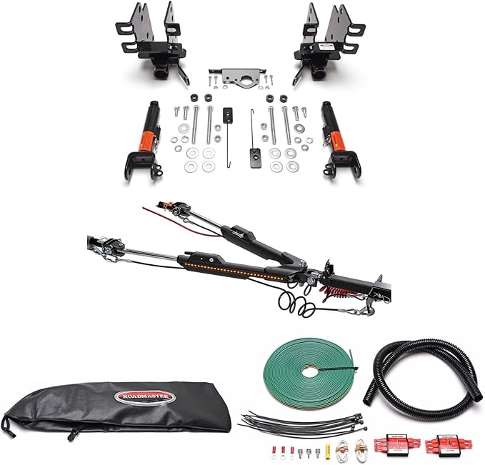 Roadmaster Nighthawk Tow Bar & Baseplate Combo with Wiring Kit for LED Bulbs Compatible with 2018-2025 Jeep Wrangler JL with LED Taillights | Includes Decal