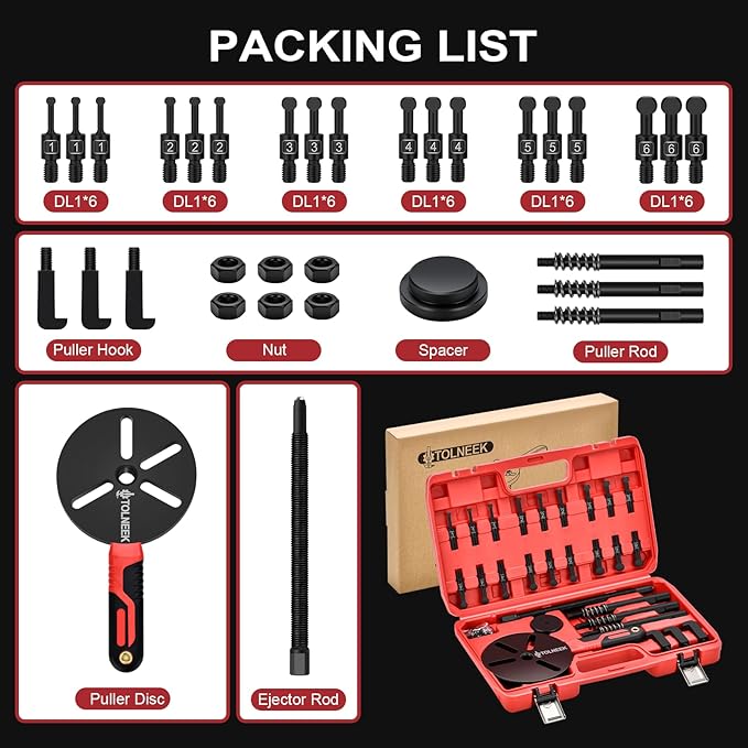 33-in-1 Bearing Puller Kit, Upgraded Heavy-Duty Wheel Bearing Removal Tool & Blind Hole Puller Set with Non-Slip Handle for Automotive, Industrial, Farm Use, Includes Portable Case
