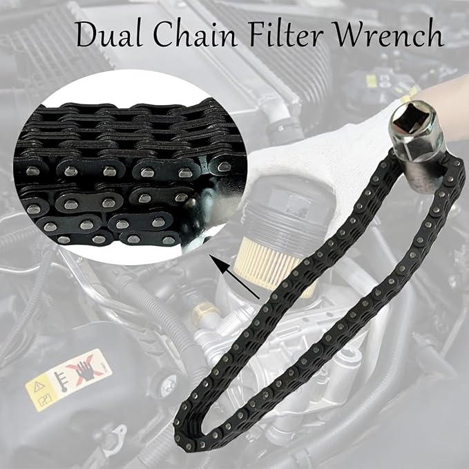 Automotive Oil Filter Chain Wrench Adjustable Oil Fuel Filter Chain Wrench Double Chain Sleeve Type Oil Filter Wrench Pipe Fittings Tools Spanner