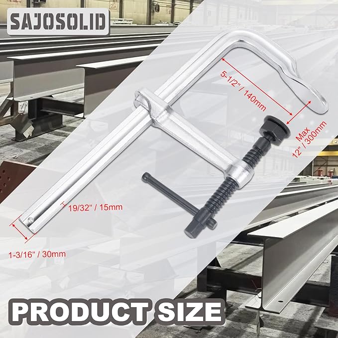 Welding Clamps Heavy Duty for Metal Working, Piping & Woodworking, 1100 Kg/2400 Lbs Heavy-Duty Load Capacity, Max Opening: 12 Inch, w/Replaceable Swivel Pads, Throat Depth 5-1/2 Inch
