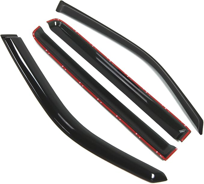 Tuningpros WD2-242 Dark Smoke 4 Pcs Set Window Visor (Outside Mount) Deflector Rain Guard Compatible with 2009-2015 Honda Pilot