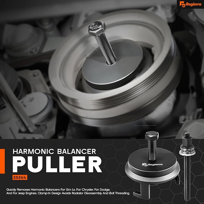 For GM 25264 Harmonic Balancer Puller, Harmonic Balancer Installation Tool for LS ，Crank Pulley Puller for GM Chrysler Jeep Dodge, Harmonic Damper Puller for Engine Balancer Removal Replacement