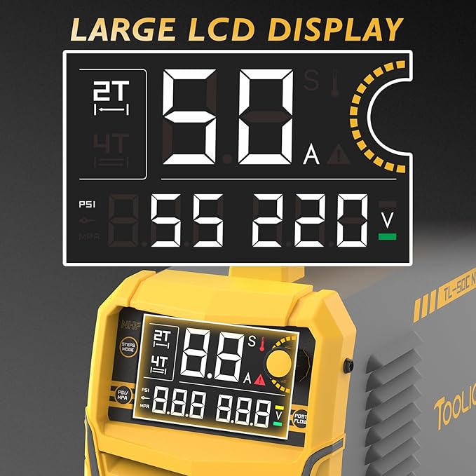 TOOLIOM 50A Non High Frequency Plasma Cutter 110/220V Dual Voltage 2T/4T Cutting Machine 5/8" Max Cut with Large Digital Display
