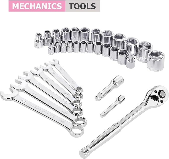 FASTPRO 267-Piece Pink Tool Set, Home Repairing Tool Kit with 13-Inch Wide Mouth Open Bag, Mechanics Hand Tool Kit for DIY, Home Maintenance