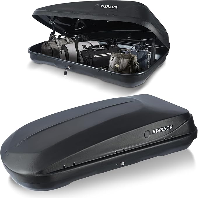 56.3" L Hard Shell Roof Black Rooftop Cargo Box Carrier Large 13 Cubic Feet Car Top Mount Travel Luggage Storage,Dual Side Opening,Waterproof Storage Box Diamond Pattern