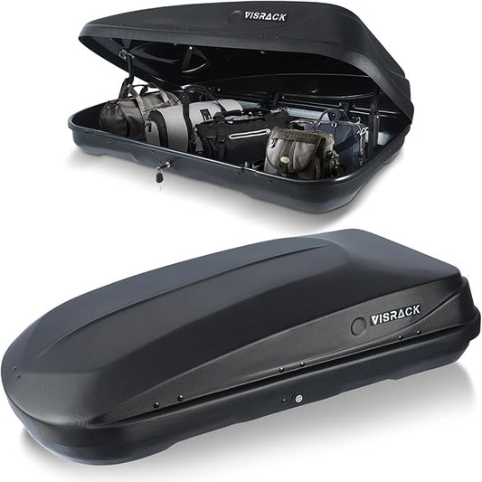 56.3" L Hard Shell Roof Black Rooftop Cargo Box Carrier Large 13 Cubic Feet Car Top Mount Travel Luggage Storage,Dual Side Opening,Waterproof Storage Box Diamond Pattern