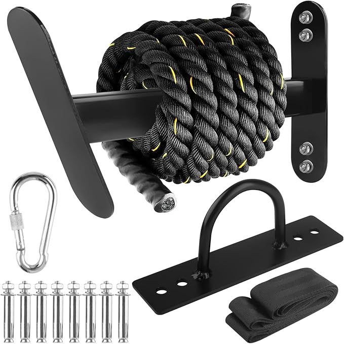 Battle Rope Hanger Anchor Strap Kit Battle Rope Storage Rack Battle Rope Fastening Hook Wall Mount Exercise Rope Organiser Home Gym or Commercial Gym