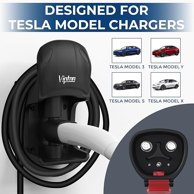 Upgrade Charger Holder Wall Mount for Tesla, Charging Cable Holder with 180° Rotation for Model 3/Y/S/X, Charging Cable Organizer for Tesla, Unique Sports Car Design (DD304)