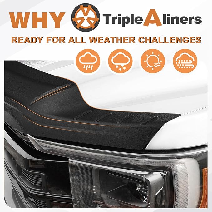 TripleAliners Hood Deflector Protector Compatible with 2021-2024 2025 Ford F150 F-150 Accessories Hood Protector TPE Bug Deflector Shield Replacement(Not Fit Tremor/Raptor, 2024+Platinum/King Ranch)