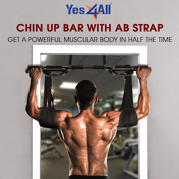 Yes4All Heavy Duty Doorway Pull-Up Bar - Multi-Grip, Solid Bar Construction