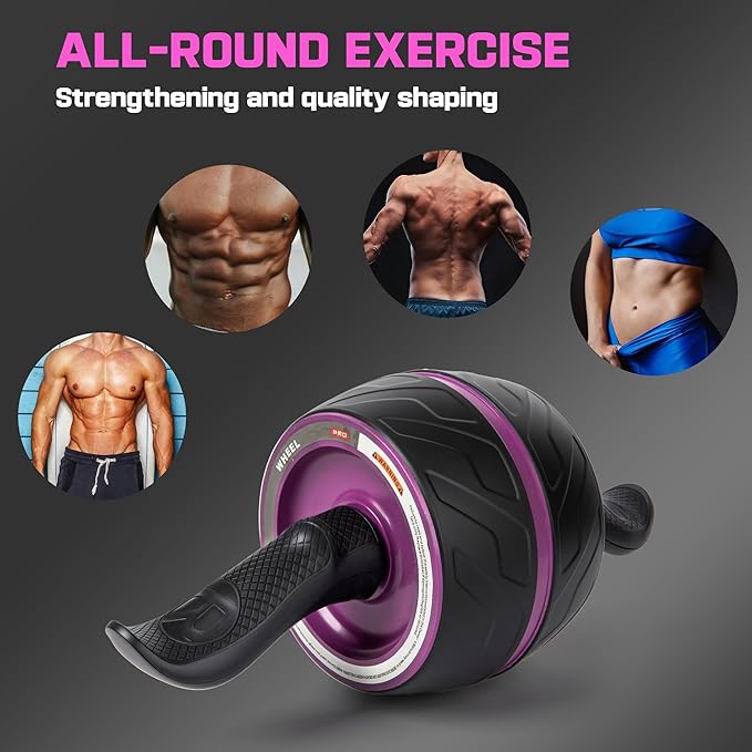 Ab Roller Wheel with Knee Pad Mat,Automatic Rebound Abdominal Wheel Abs Workout Equipment,Home Gym Equipment,No Noise Ab Wheel for Men&Women Abdominal