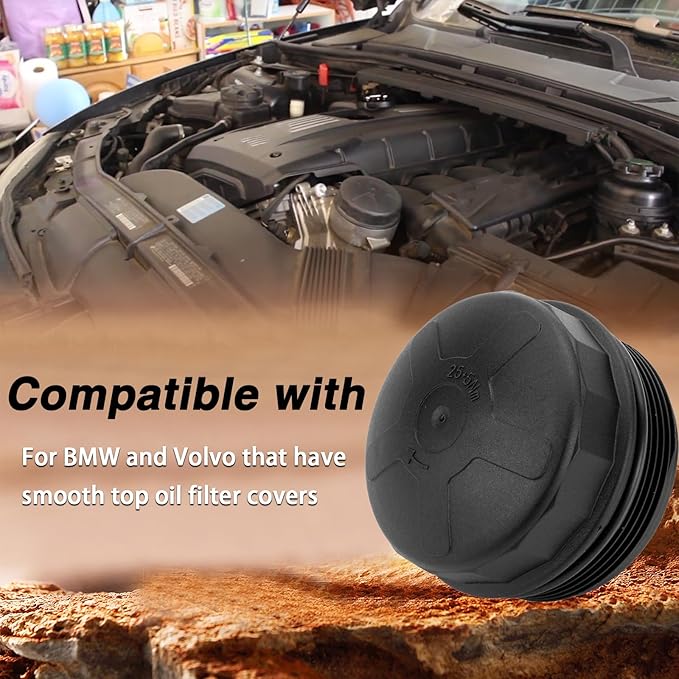 Aluminum Fuel Filter Wrench with Four Tabs Compatible with Ram 1500, 86.5MM 16 Flutes Oil Filter Wrench Fit for BMW Volvo, 2-in-1 Filter Cap Removal Tool 3/8" Square Drive and 1" Hex Drive