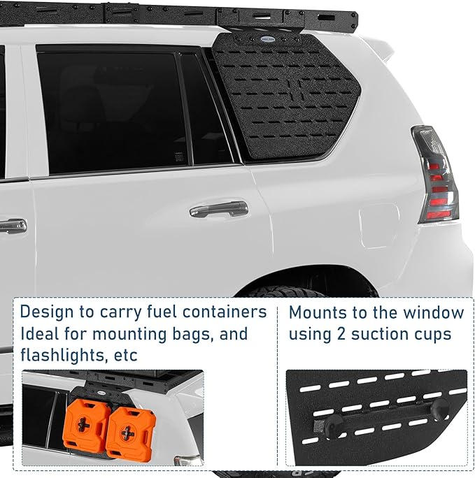 Hooke Road GX460 Rear Window Storage Molle Panel Kit for 2010-2023 Lexus GX460, Lightweight Steel Cargo Rack - Pair