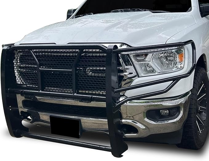 Black Horse RUGGED Heavy Duty Grille Brush Bumper Guard Modular Black Compatible with 2019-2024 Ram 1500 Classic|2011-2018 Ram 1500|2009-2010 Dodge Ram 1500-RU-DORA09-B