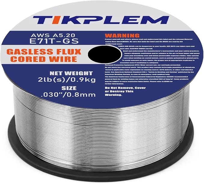 0.035”Gasless Flux Cored Wire,E71T-GS,Single 2lb Spool,Perfect For Welding Galvanized Sheet, Lap Welding &Light Structural Parts.