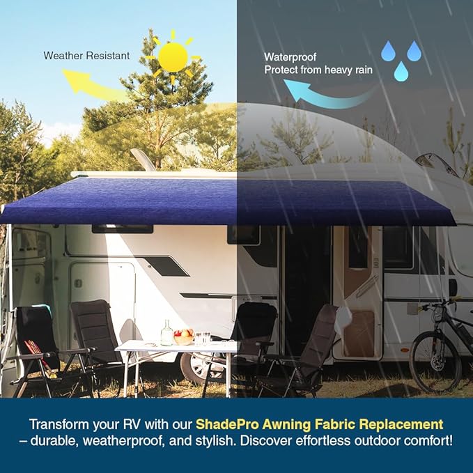 Shade Pro RV Awning Fabric Replacement | Durable Premium Grade Vinyl (11' [Fabric 10' 2"], Reverse Burgundy Fade) Camper Shade Awning Canopy