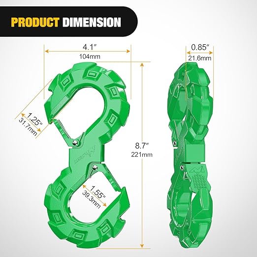 Nilight S-Shape Shackle, Quick Release Tow Hook for Winch Cable Ropes, 33,000 lbs Heavy Duty for Off-Road Recovery, Towing Extension, Tree Saver, Winch Shackle, Forged Steel, Green