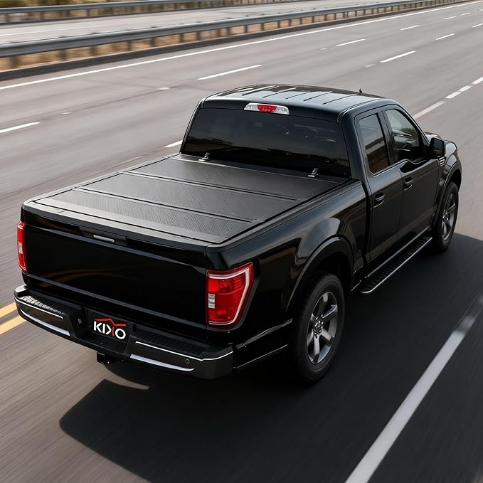 Kikito Truck Bed Tonneau Cover Compatible with 2017-2025 Ford F-250/350 Super Duty with 6.75ft Bed (82") Flip-Up Style FRP Hard Folding Truck Bed Cover No-Drill 100% Bed Access