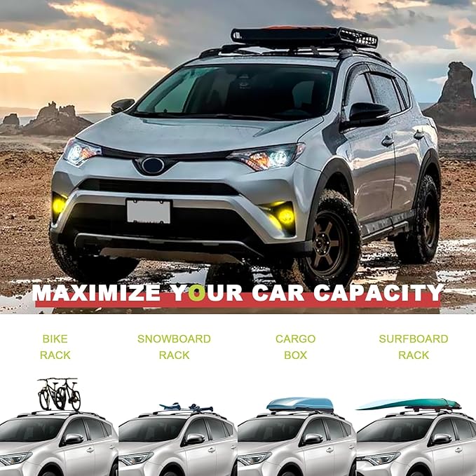 KINGGERI Roof Racks Cross Bars Replacement for Toyota RAV4 2013-2018 Accessories, Aluminum Rails Cross Bar Crossbars Rooftop Cargo Basket Carrier Bag Luggage Rails Snowboard Skiboard Bike