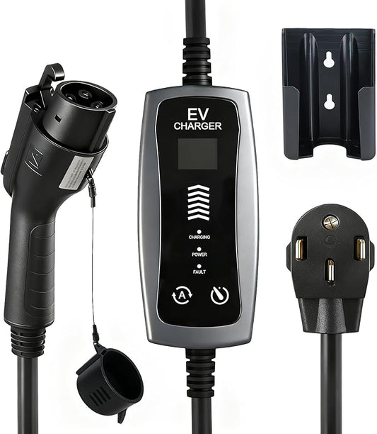 Level 2 Portable EV Charger, 16 to 40 Amp, 240 Volt, 25ft Cable, Portable EV Charging Cable Faster Charging Station, Electric Vehicle Charger Compatible with All EV Cars NEMA 14-50