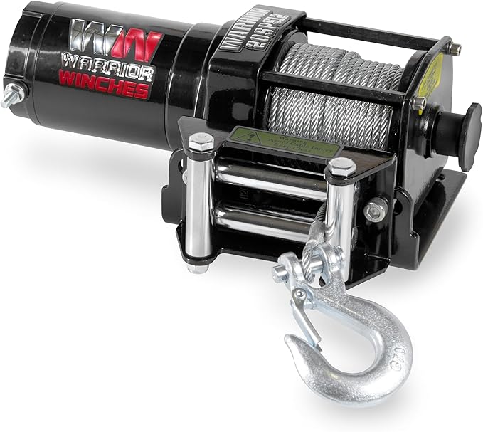Warrior Winches Ninja 2000 lbs - Premium 12V Electric ATV/UTV Winch with Steel Cable, Compact and Powerful 12 Volt ATV Winch - Comes with Wireless Remote - Perfect for ATV, UTV, Boat, Trailer