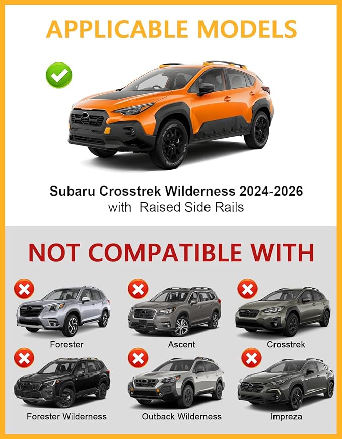 Tuyoung 330lbs Lockable Roof Rack Cross Bars Compatible with Subaru Crosstrek Wilderness 2024 2025 2026 with Side Rails,All Aluminum Heavy Duty Roof Crossbars Rooftop Luggage Racks Carrier Accessories