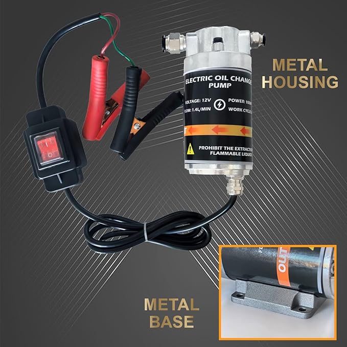 12V 100W Electric Engine Oil Extractor Pump, Portable Fluid Suction Transfer Pump with Pure Copper Motor & Leak-Proof Design, for Cars, Trucks, Boats, Motorcycles, Lawn Mowers (Includes Storage Case)