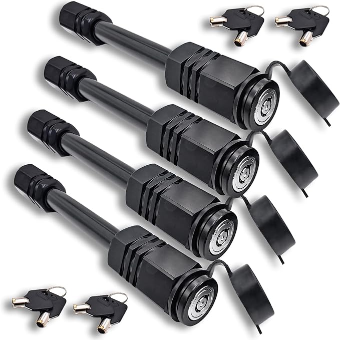Vehiclex Hitch Pin Locks for 2" Trailer Receivers (4 Keyed Alike) - 5/8" Pins for Class III, IV - Defends Against Dust, Mud, and Thieves