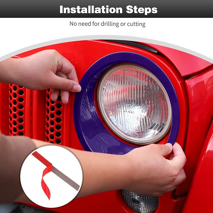 CheroCar for JK Mesh Grille Grill Insert & Headlight Cover Trim Exterior Accessories for Jeep Wrangler JK 2007-2017,Purple…