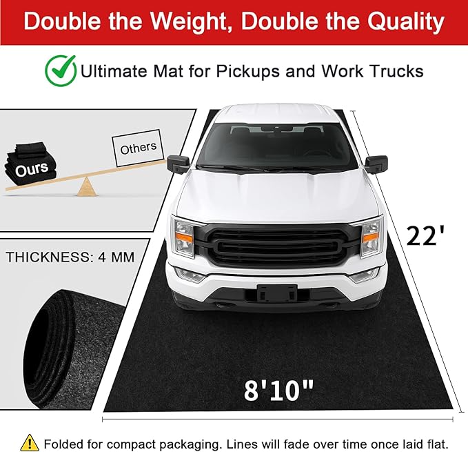 Extra-Large Garage Mat 22' x 8'10" - Durable Oil Mat for Garage Mats for Floor Under Car, Washable Garage Rug, Absorbent Floor Mats with Waterproof Liner, Garage Carpet, Oil Change Pad, Car Rug