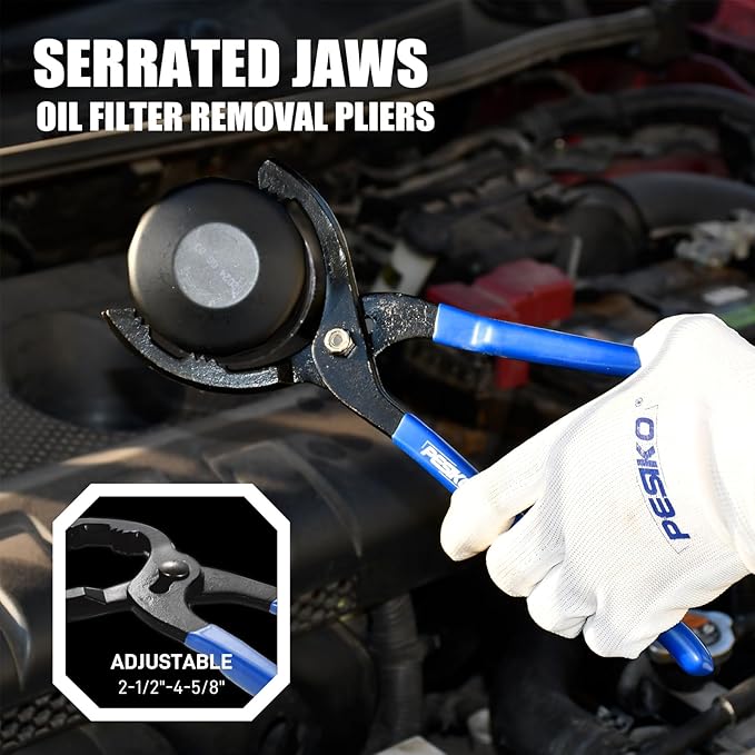 12" Adjustment Oil Filter Pliers, 60mm to 102mm Universal Oil Filter Removal Tool for Easily Remove Engine Oil Filter
