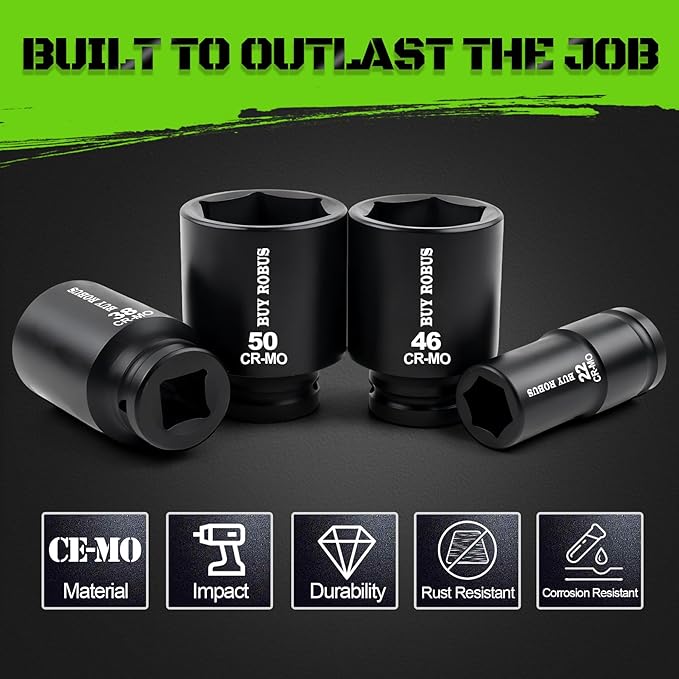 22PCS 3/4" Impact Socket Set, 6-Point Metric (19mm-50mm), Cr-Mo Steel Set with Adapters, Quick Release Ratchet Wrench, Andextension Rod Durable Storage Case