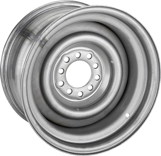 Speedway Motors Smoothie 15 x 8 Plain Steel Wheel, 5 on 4.5/4.75 Dual Bolt Patterns, 4.25 Wheel Backspacing, 3/16 Inch Thick Steel Centers with Reinforcing Rib