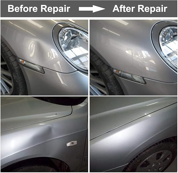 GLISTON Car Dent Puller Kit, Paintless Dent Repair Set, Pro Slide Hammer Tools with 16pcs Thickened Black Tabs for DIY Automobile Body Dent Removal