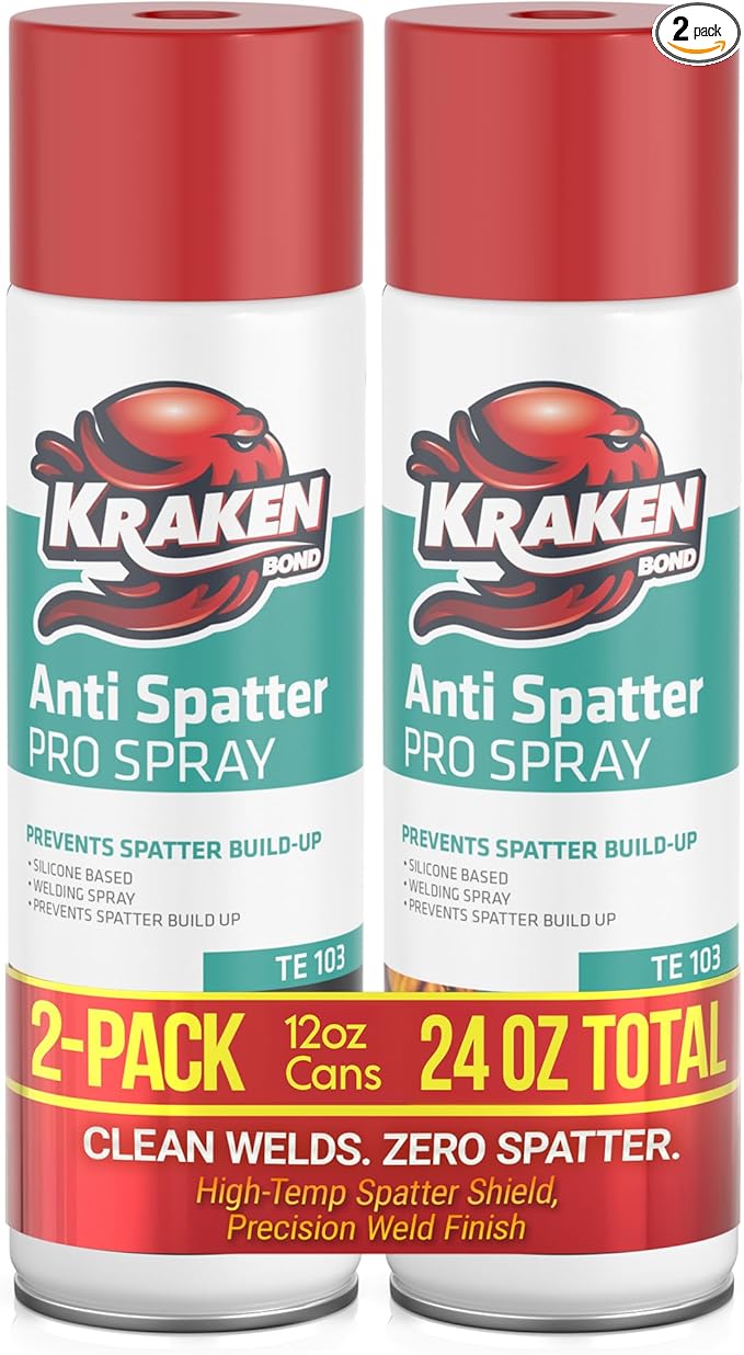 Kraken Bond Anti Spatter Welding Spray - (2x12oz) Anti-Splatter Aerosol Spray for MIG, TIG Tips, Protects Surfaces & Materials, Non-Flammable, Safe for Workpieces and Jigs, 2 Pack