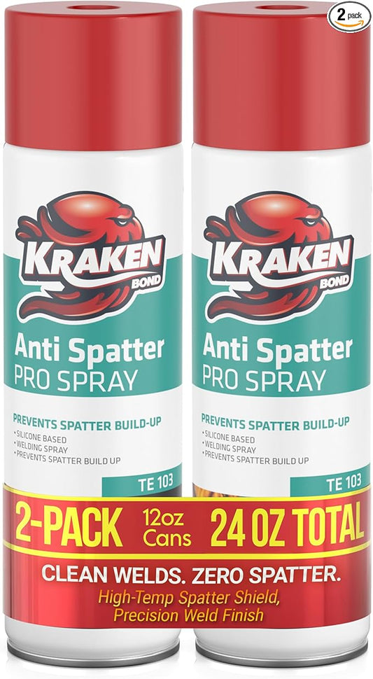 Kraken Bond Anti Spatter Welding Spray - (2x12oz) Anti-Splatter Aerosol Spray for MIG, TIG Tips, Protects Surfaces & Materials, Non-Flammable, Safe for Workpieces and Jigs, 2 Pack