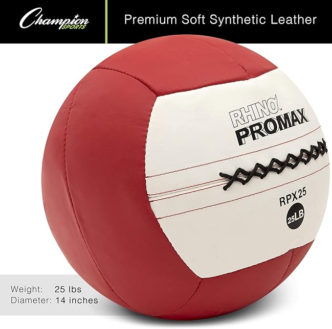 Champion Sports RPX16 Rhino Promax Slam Balls, 16 lb, Soft Shell with Non-Slip Grip, Medicine Wall Exercise Ball for Weightlifting, Plyometrics, Cross Training, & Home Gym Fitness
