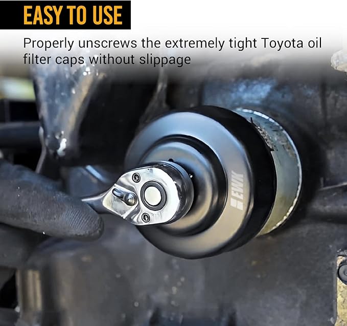 EWK 64mm 14 Flute Oil Filter Socket Wrench, Chrome Vanadium Steel with 3/8" Drive, Oil Change Tool Compatible for Toyota, Lexus, Scion